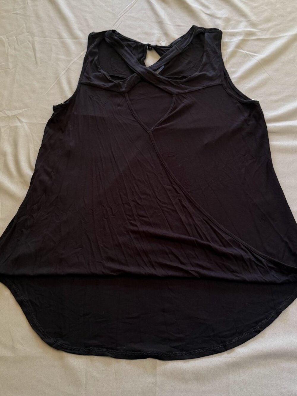 Lilian Women's Open Front Twist Tank Top High/Low Black 2XL New w/out Tags